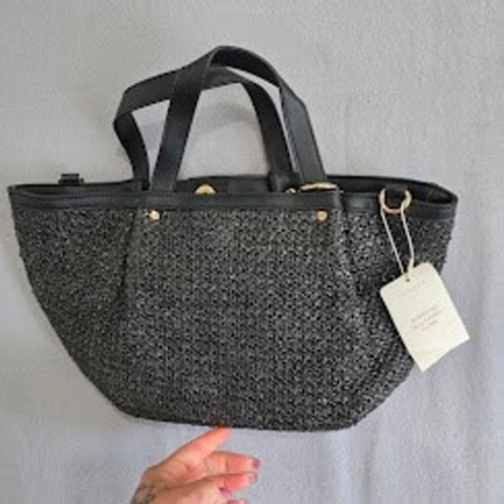 Primark Black Woven Straw Tote Bag Crossbody Raffia Summer Beach Boho Handbag